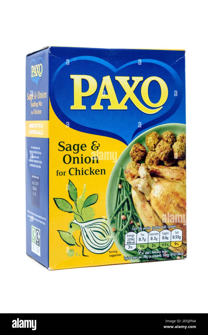 Paxo sage & onion stuffing mix box Stock Photo