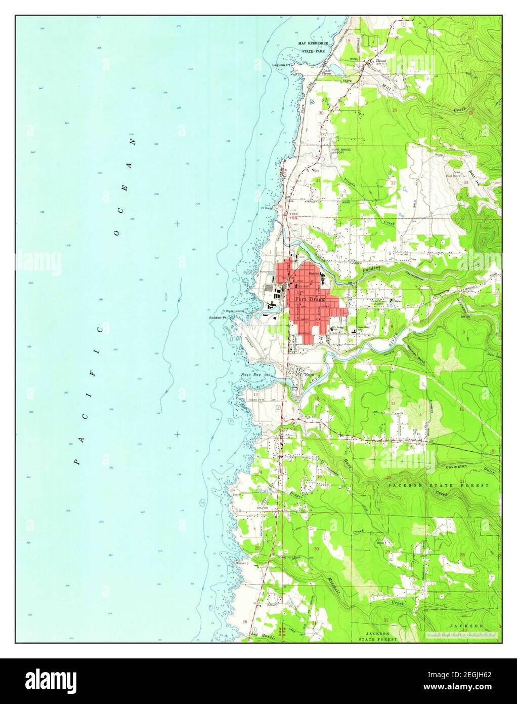 Fort Bragg, California, map 1960, 124000, United States of America by