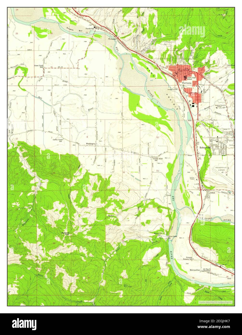Fortuna, California, map 1959, 124000, United States of America by Timeless Maps, data U.S