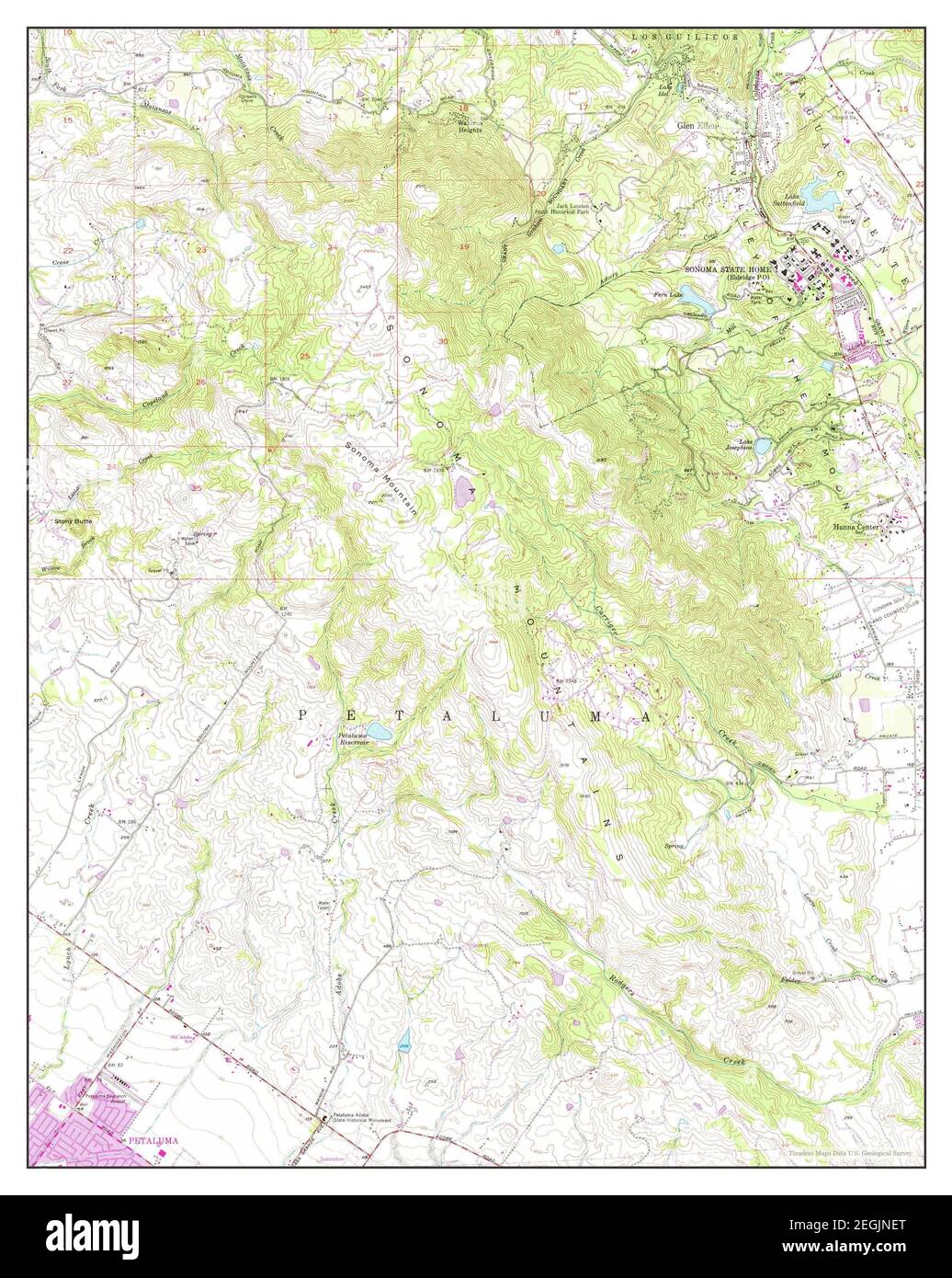 Glen Ellen, California, map 1954, 124000, United States of America by