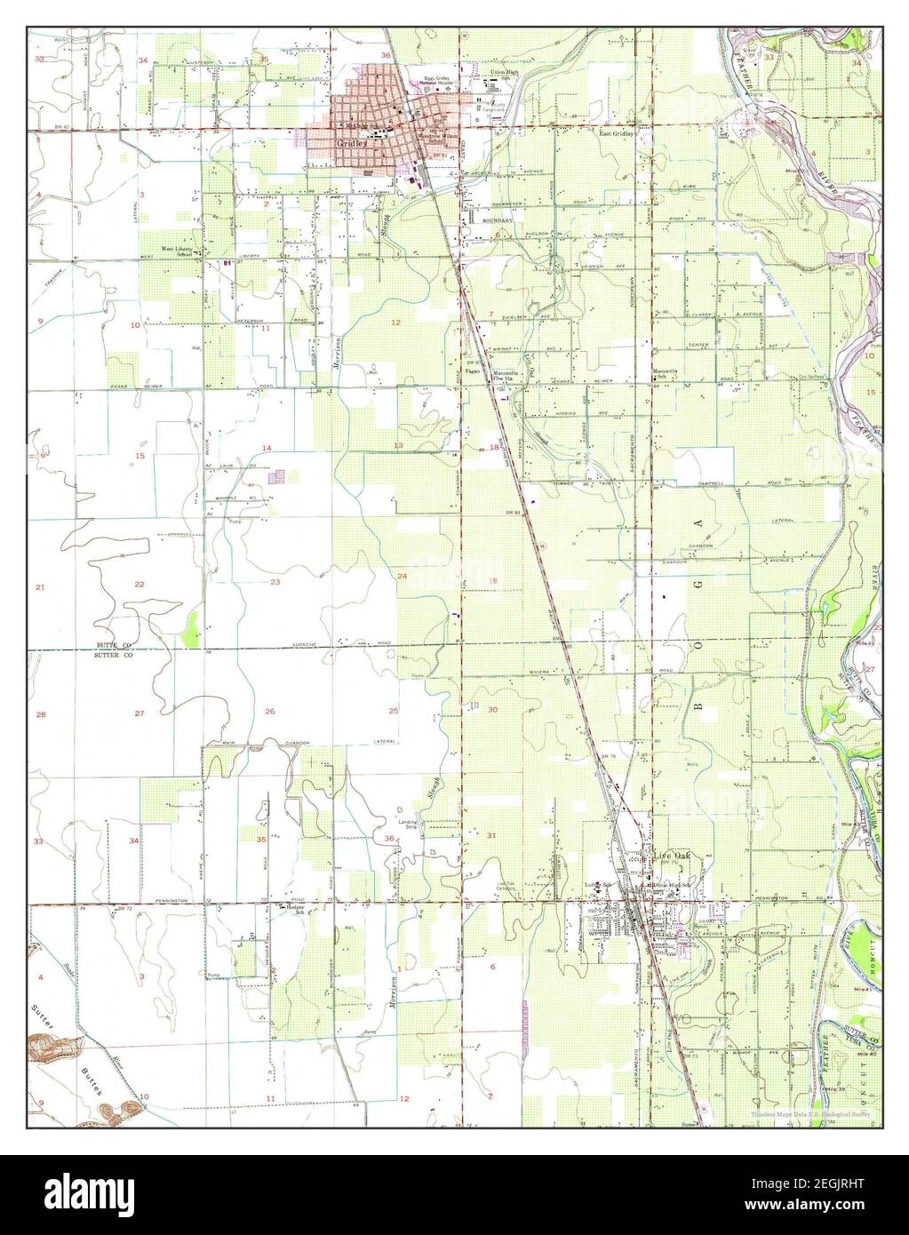 Gridley, California, map 1952, 124000, United States of America by