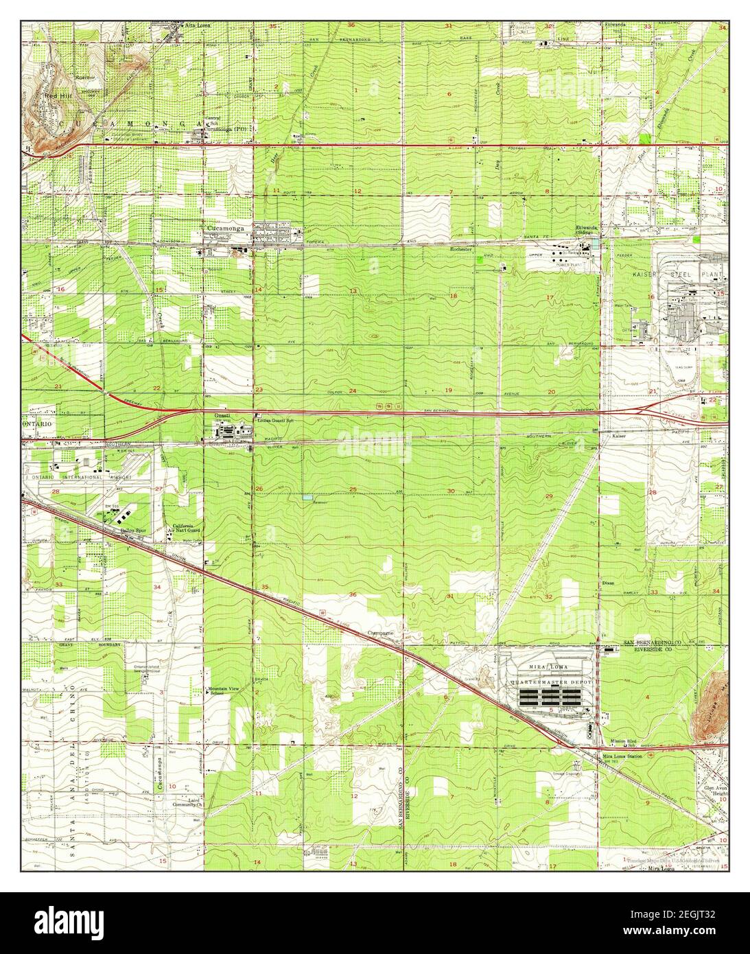 Guasti, California, map 1953, 1:24000, United States of America by Timeless Maps, data U.S. Geological Survey Stock Photo