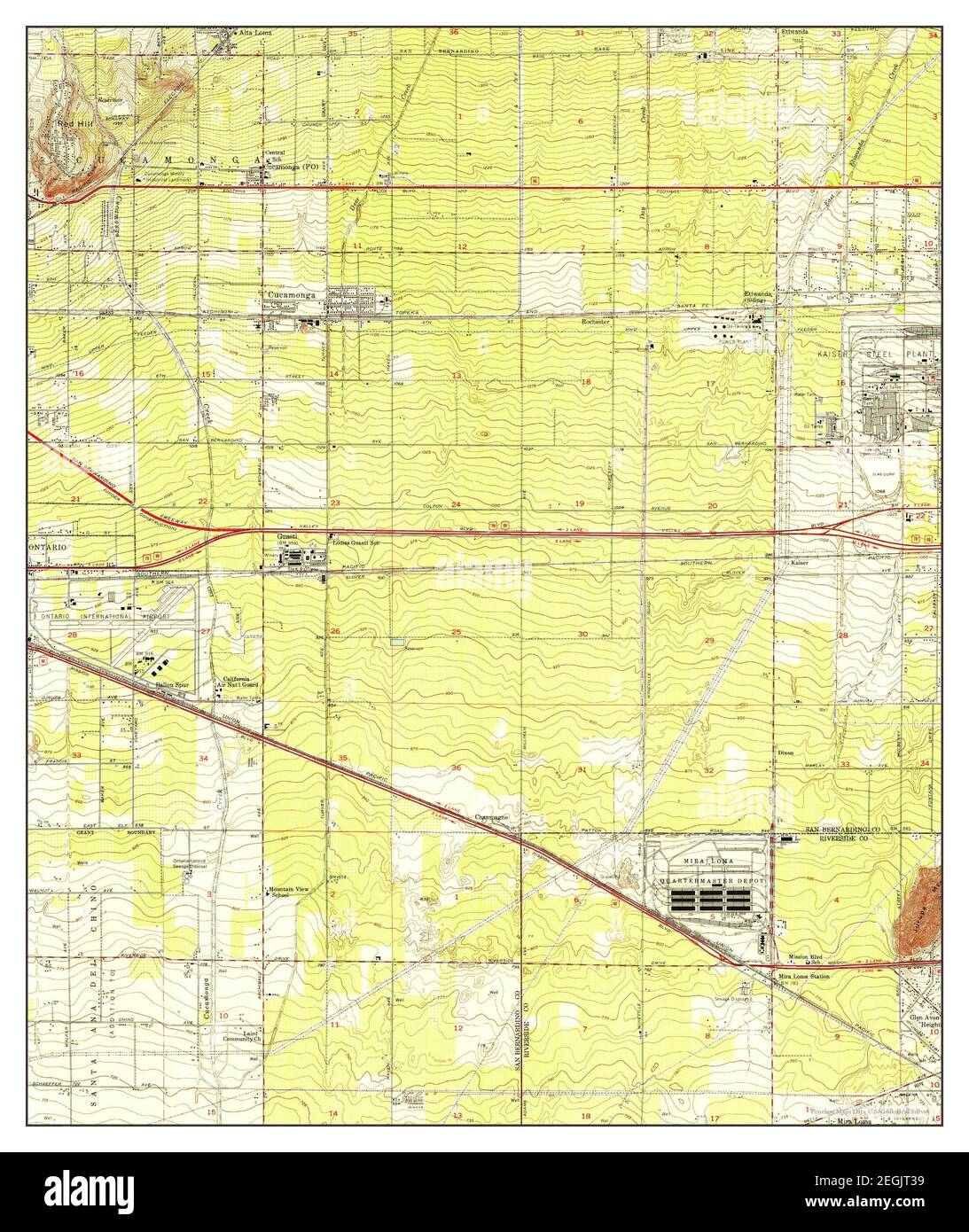 Guasti, California, map 1953, 1:24000, United States of America by Timeless Maps, data U.S. Geological Survey Stock Photo