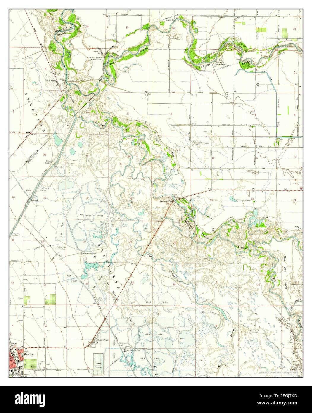 Gustine, California, map 1960, 124000, United States of America by Timeless Maps, data U.S
