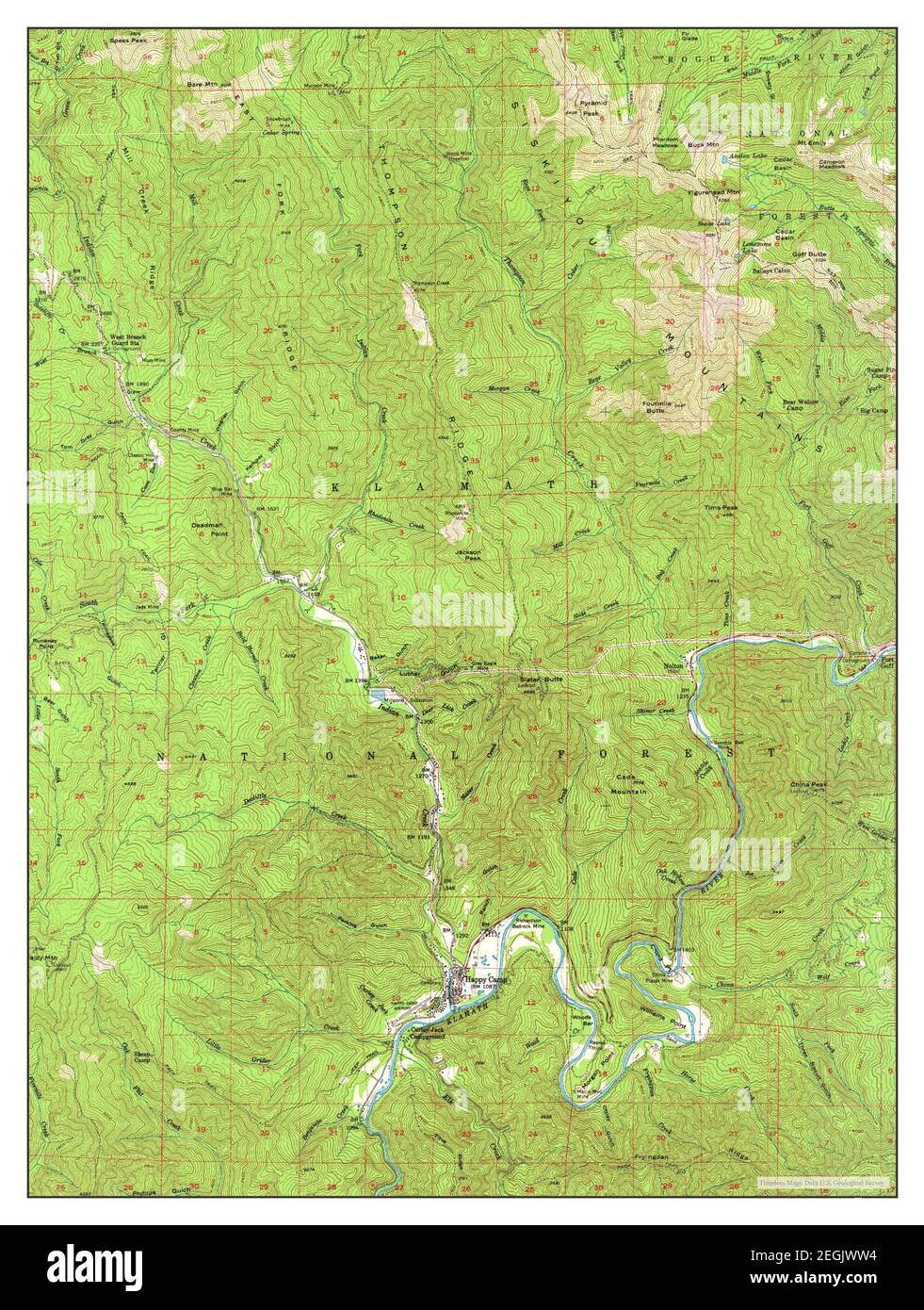 Happy Camp, California, map 1956, 162500, United States of America by
