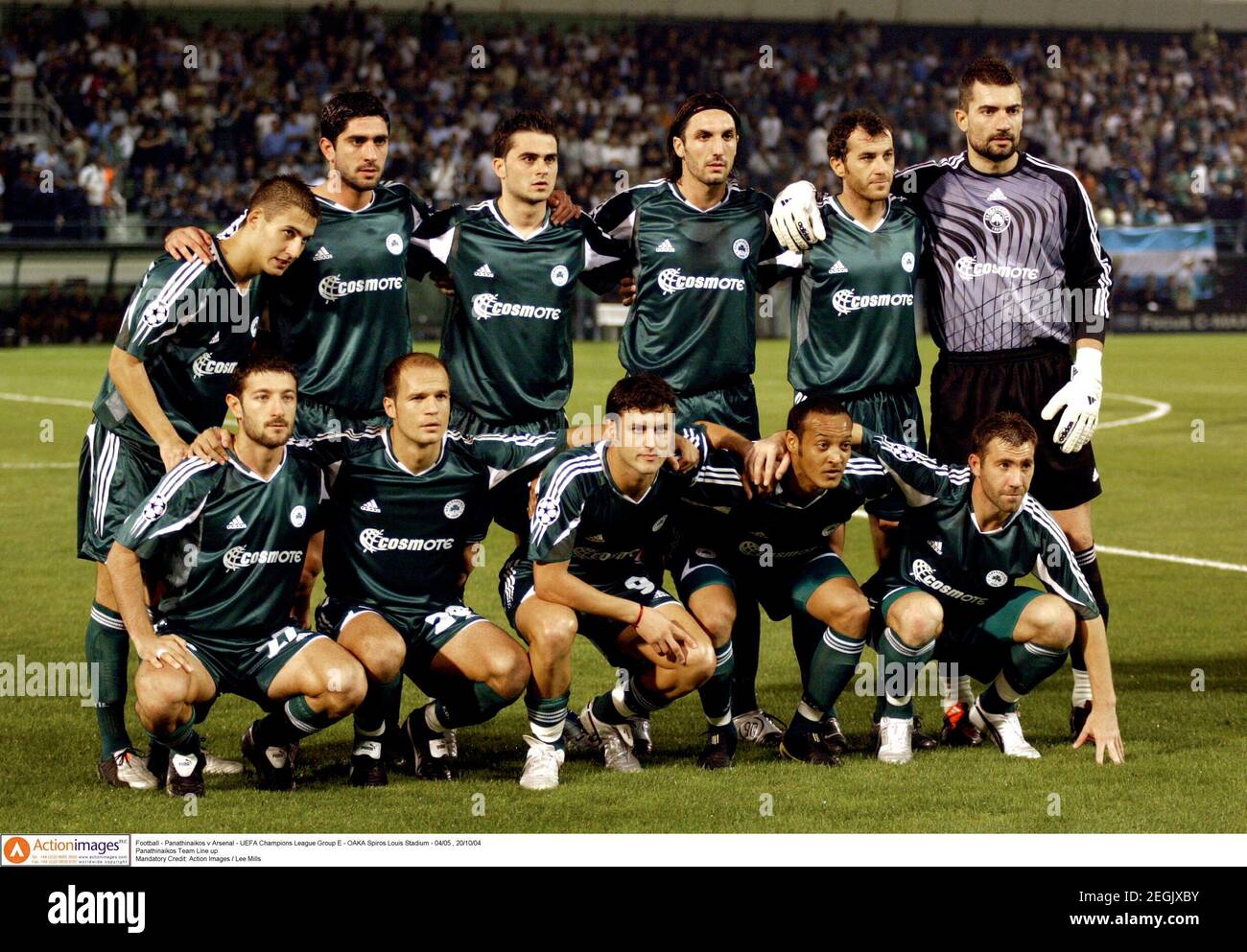 Football - Panathinaikos v Arsenal - UEFA Champions League Group E - OAKA  Spiros Louis Stadium - 04/05 , 20/10/04 Panathinaikos Team Line up  Mandatory Credit: Action Images / Lee Mills Stock Photo - Alamy