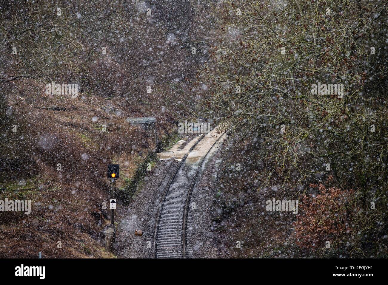 A snow storm at Ledbury Railway station caused severe flooding