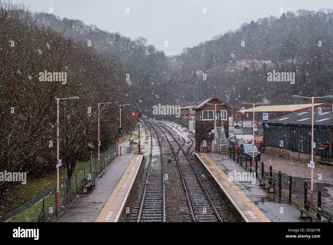 A snow storm at Ledbury Railway station caused severe flooding