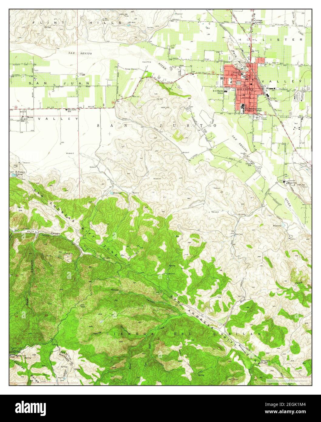 Hollister, California, map 1955, 1:24000, United States of America by Timeless Maps, data U.S. Geological Survey Stock Photo