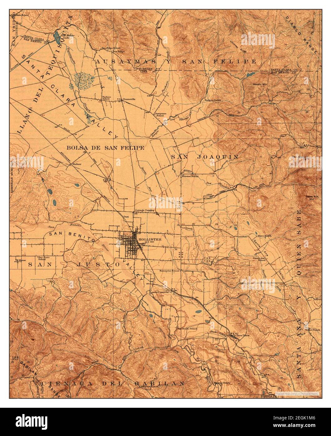 Hollister, California, map 1921, 1:62500, United States of America by Timeless Maps, data U.S 