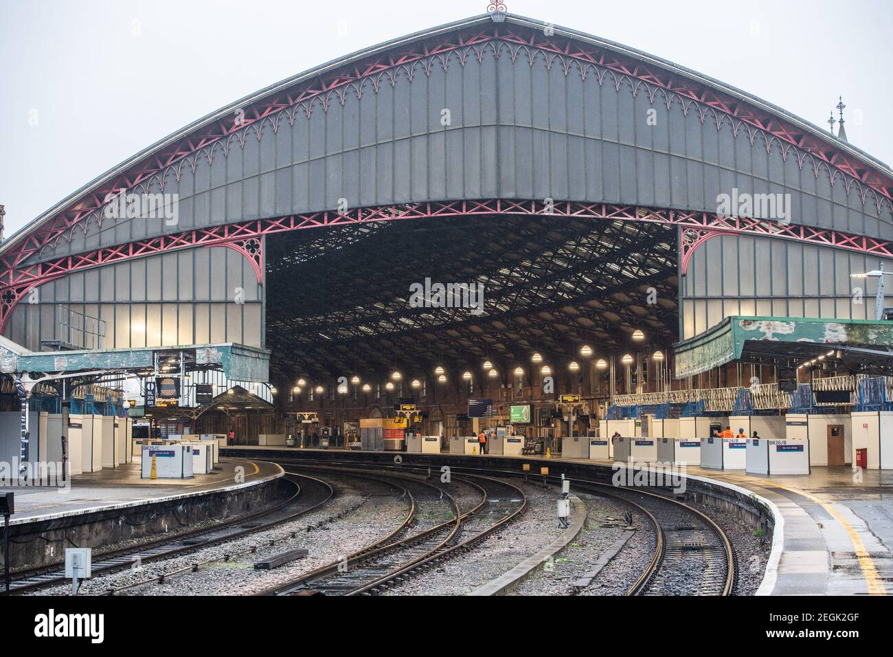 Photographs on the platforms at Bristol Temple Meads Station Stock