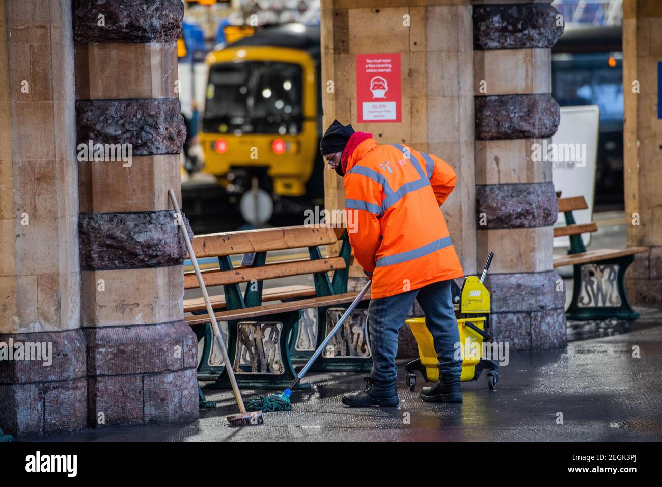 Photographs on the platforms at Bristol Temple Meads Station. Stock Photo