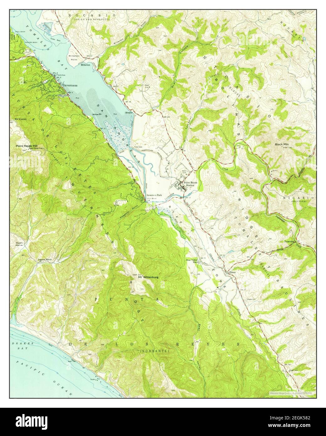 Inverness, California, map 1954, 1:24000, United States of America by Timeless Maps, data U.S. Geological Survey Stock Photo