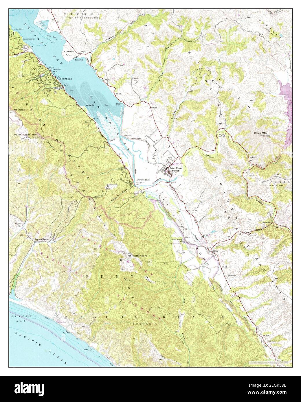 Inverness, California, map 1954, 1:24000, United States of America by Timeless Maps, data U.S. Geological Survey Stock Photo