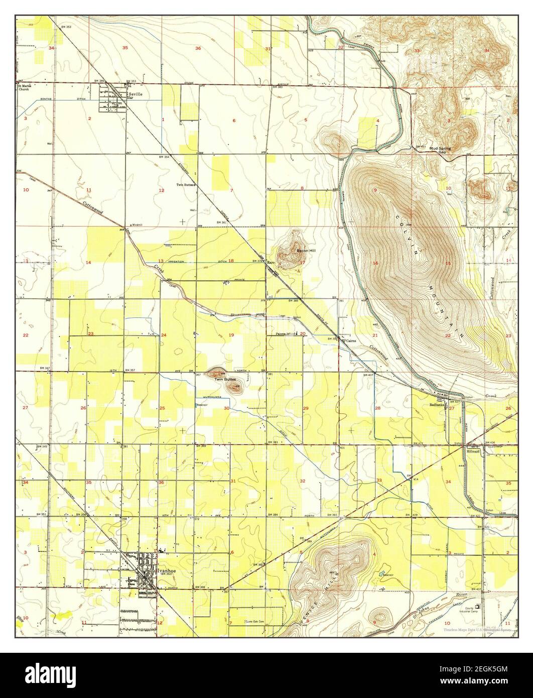 Ivanhoe, California, map 1950, 124000, United States of America by