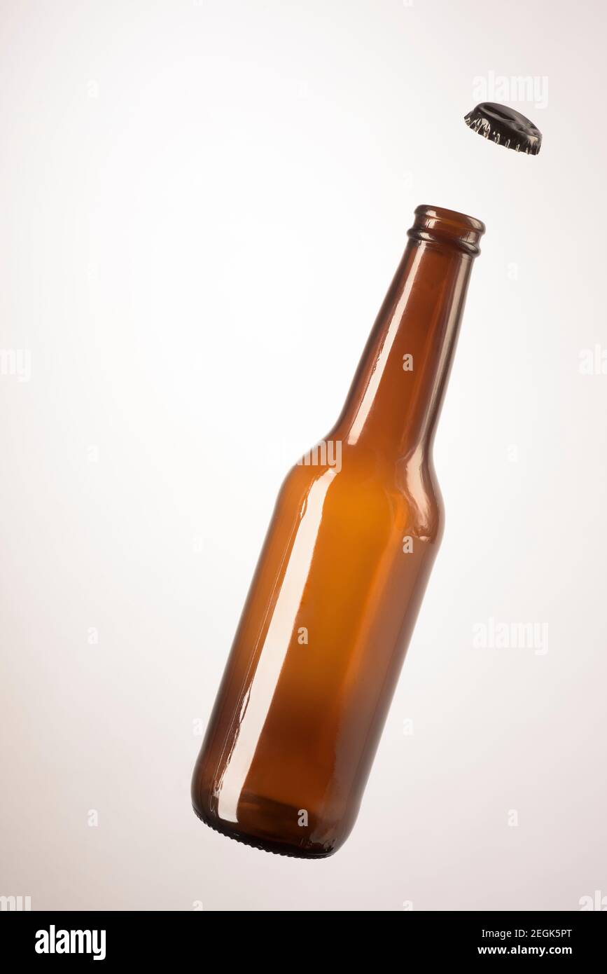 Glass bottle of rustic beer Stock Photo
