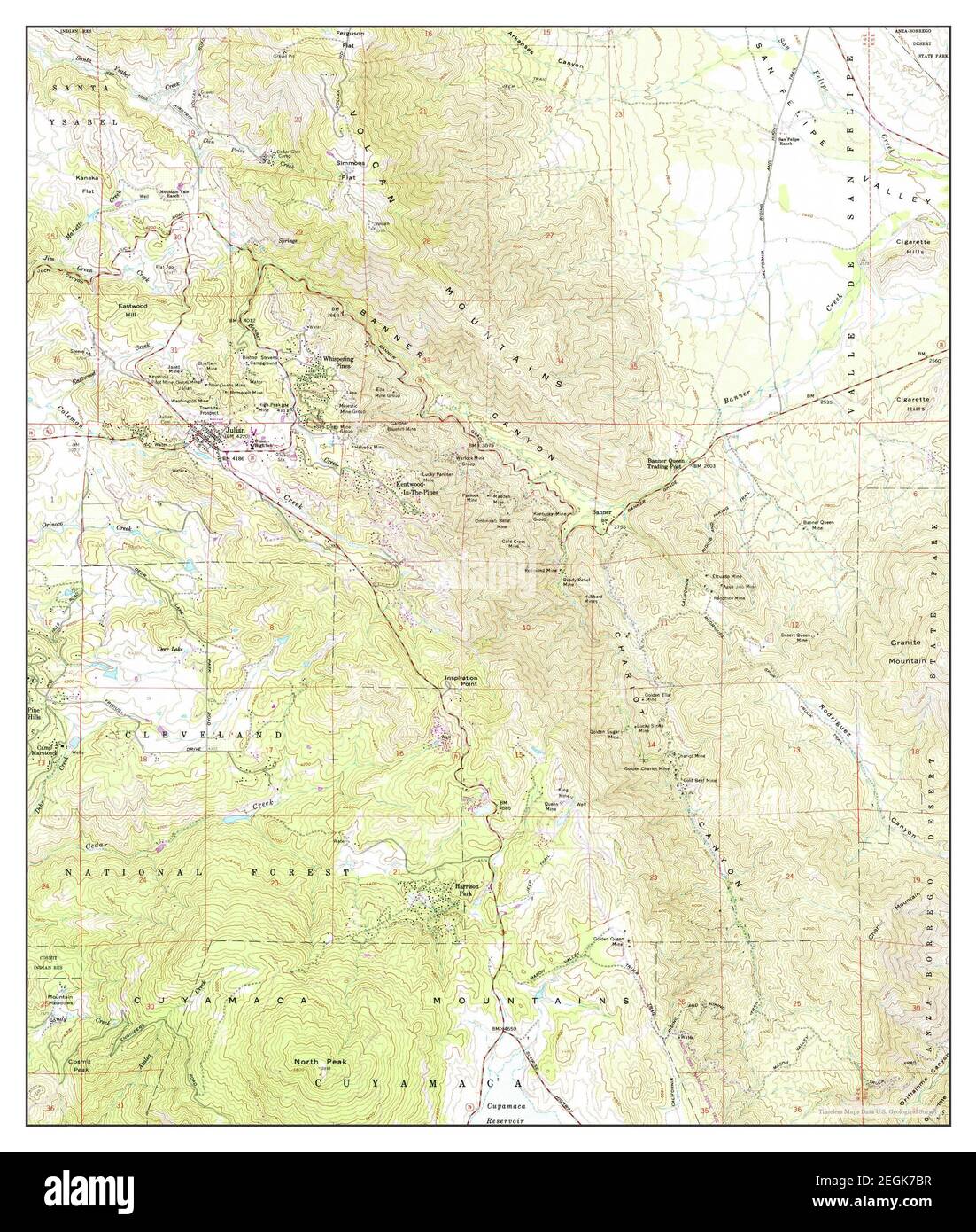 Julian, California, map 1960, 124000, United States of America by Timeless Maps, data U.S