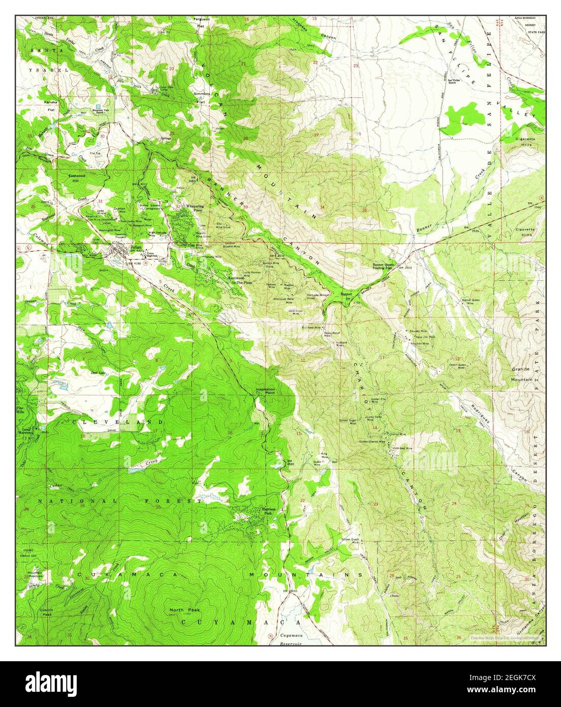 Julian, California, map 1960, 124000, United States of America by
