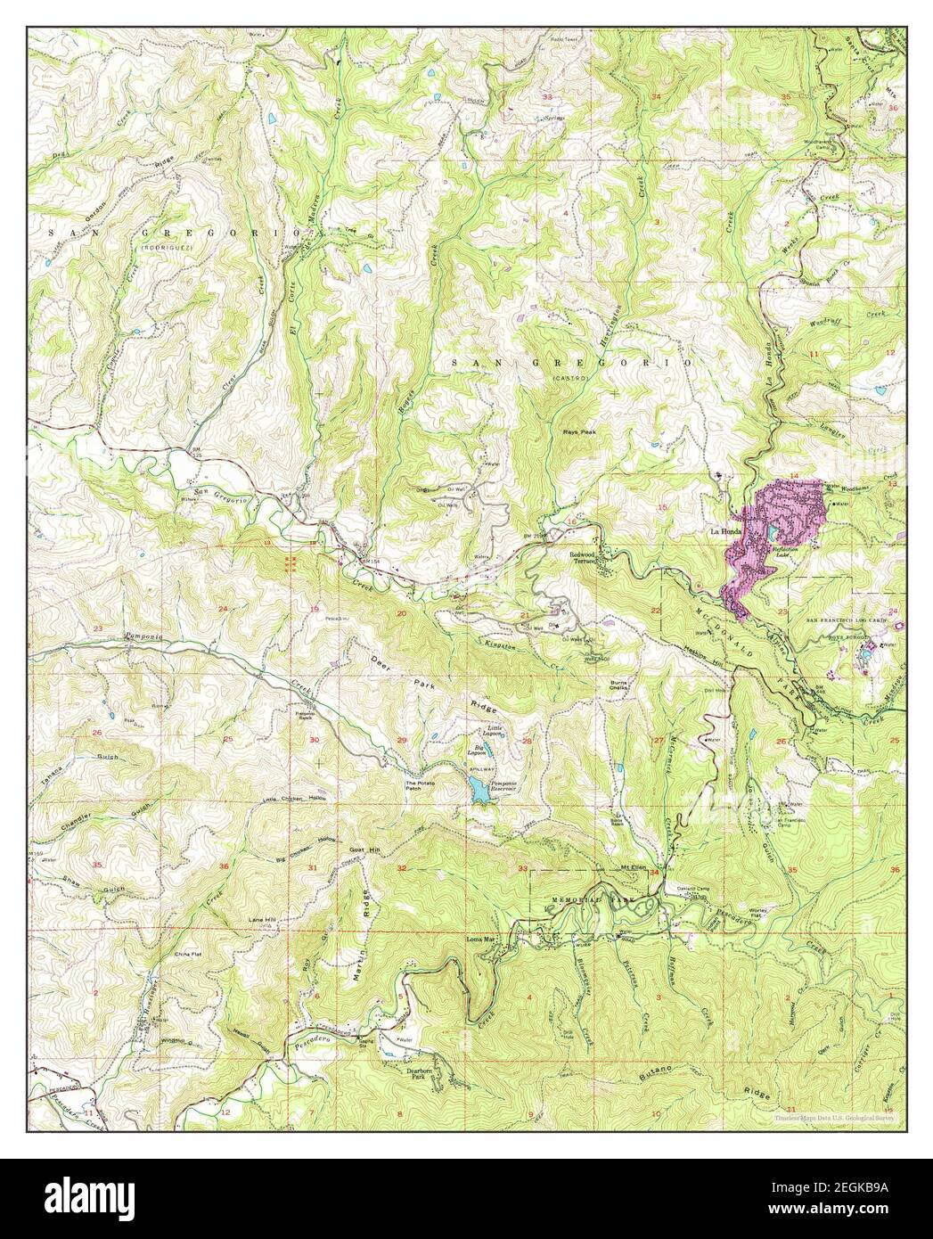 La Honda, California, map 1961, 124000, United States of America by