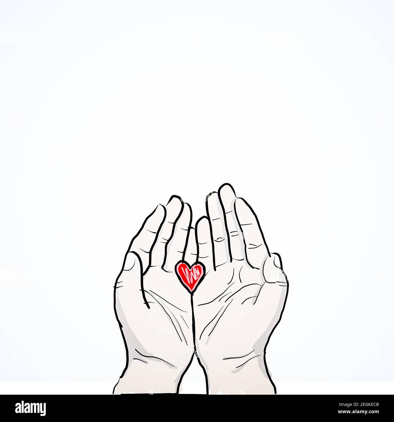 Illustration of A Heart Shape on a Palm Hand with White Background ...
