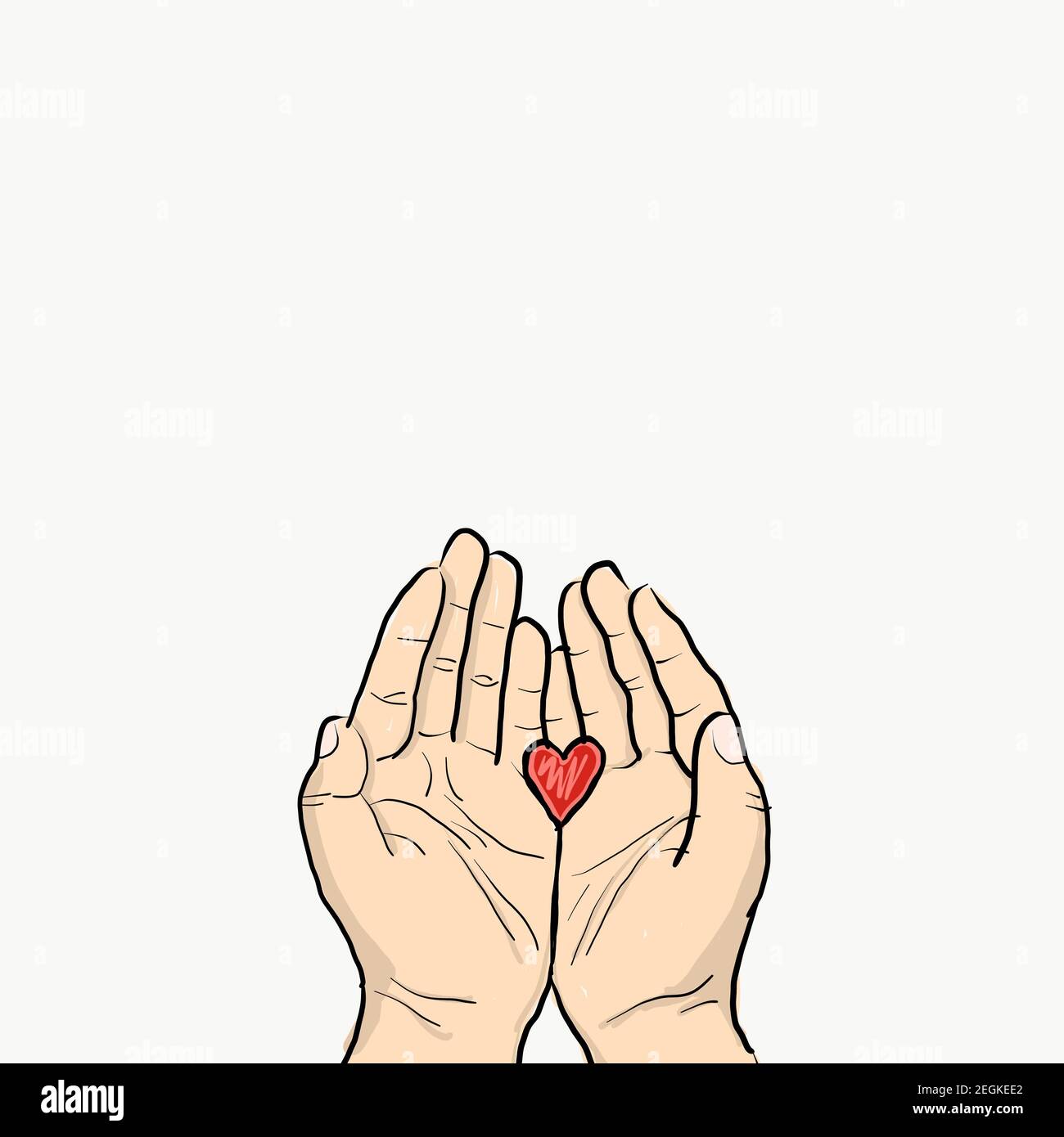 Illustration of A Heart Shape on a Palm Hand with White Background ...