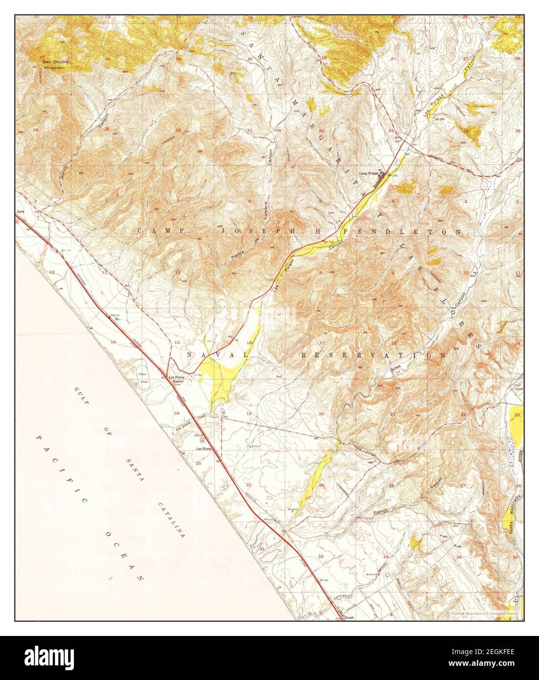 Las Pulgas Canyon, California, map 1949, 1:24000, United States of America by Timeless Maps, data U.S. Geological Survey Stock Photo