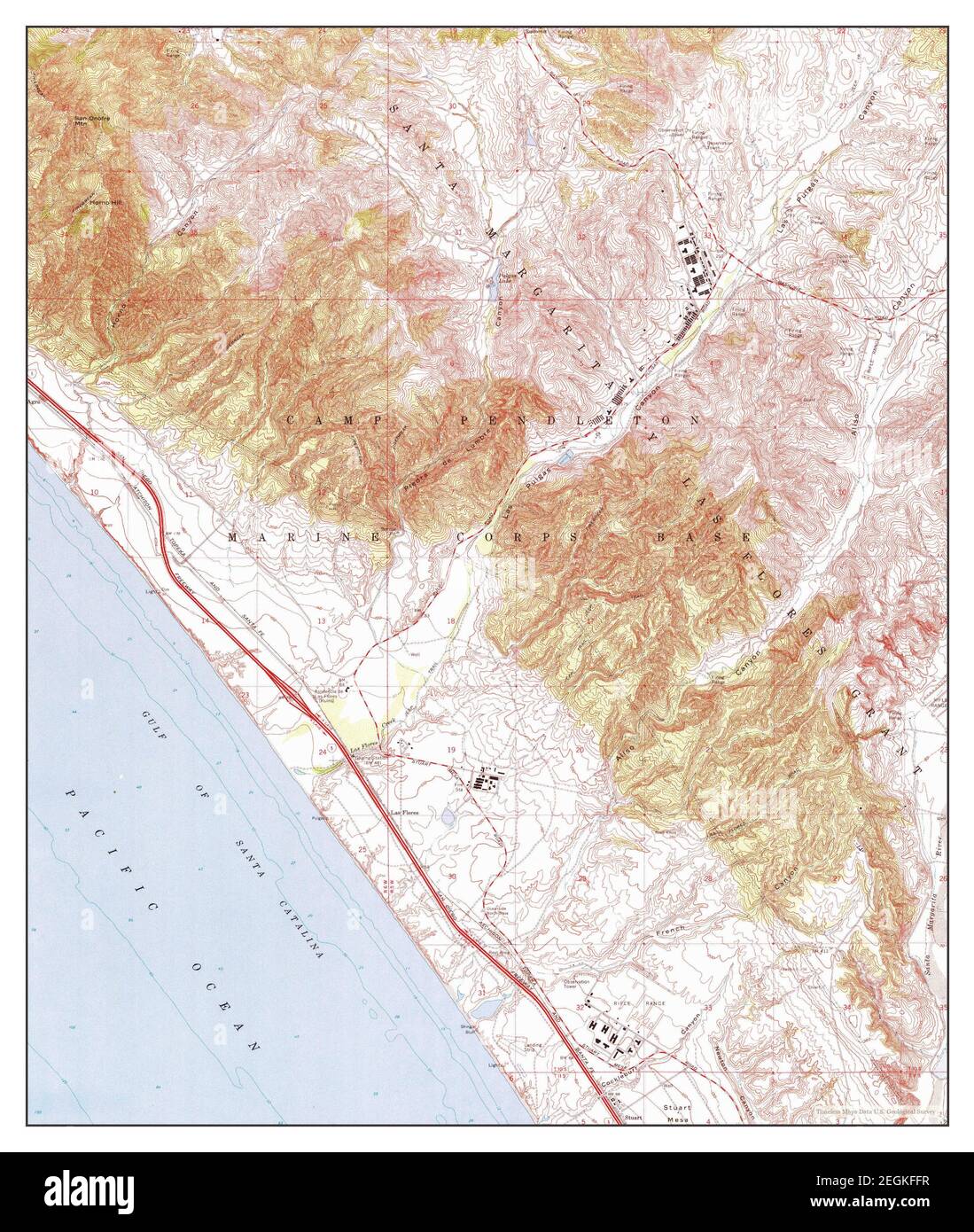 Las Pulgas Canyon, California, map 1968, 1:24000, United States of America by Timeless Maps, data U.S. Geological Survey Stock Photo