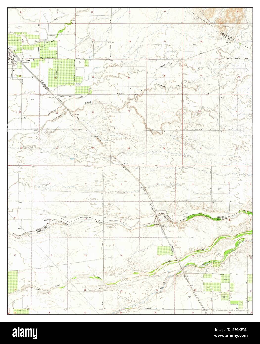 Le Grand, California, map 1961, 124000, United States of America by