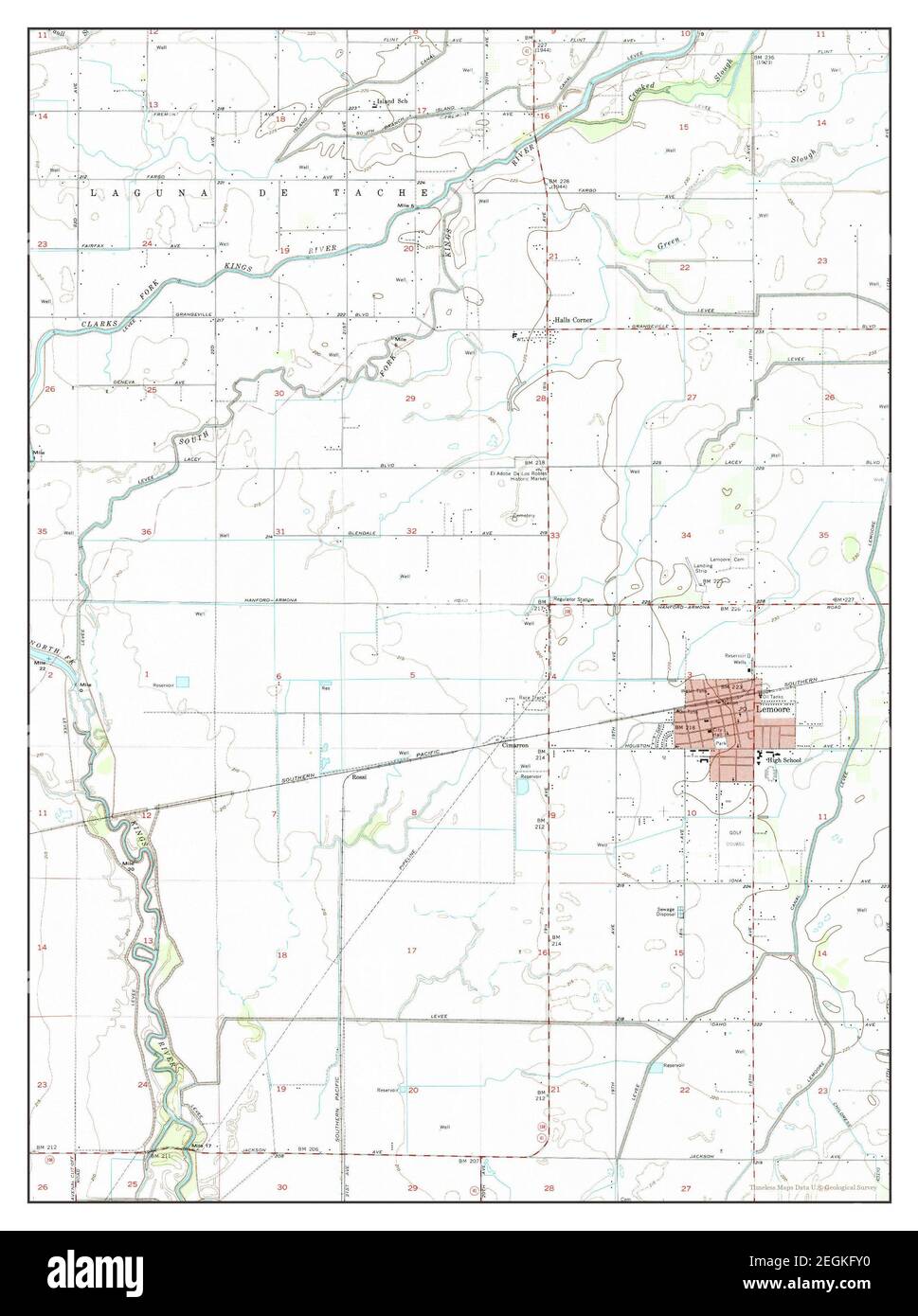 Lemoore, California, map 1954, 124000, United States of America by