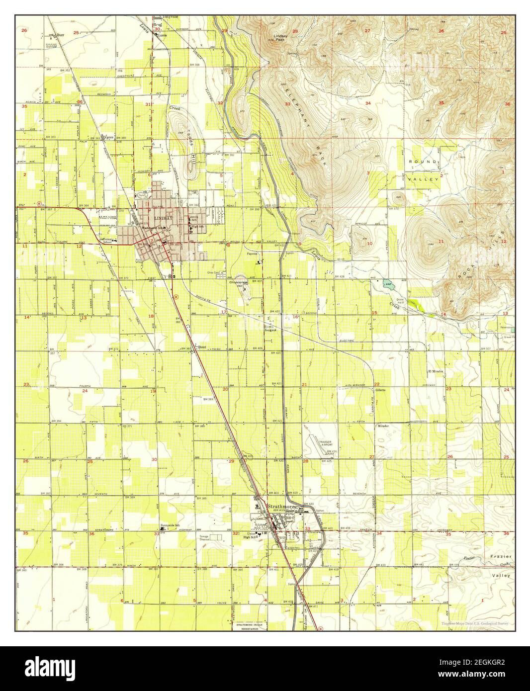 Lindsay, California, map 1951, 124000, United States of America by Timeless Maps, data U.S