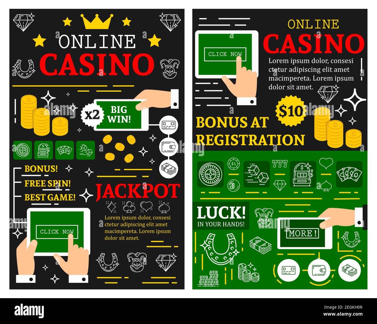 Online casino or poker cards gamble game posters for jackpot gambling ...