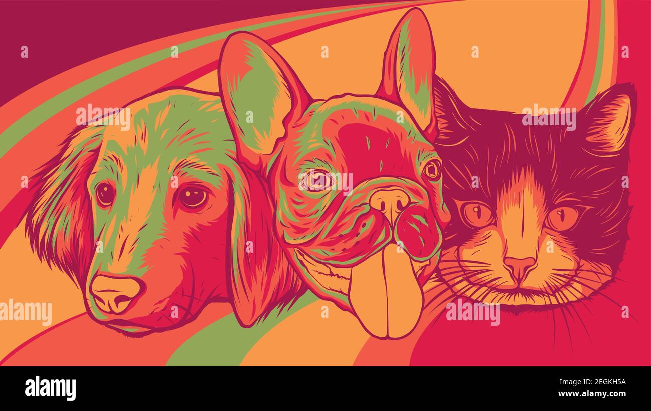 Cat and Dog characters. Best friend forever, vector illustration Stock