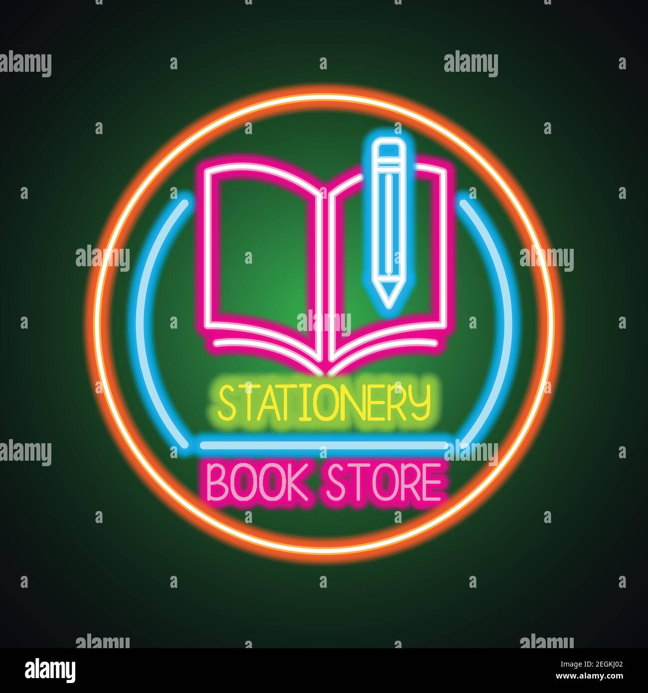 stationery and book store neon sign for stationery and book