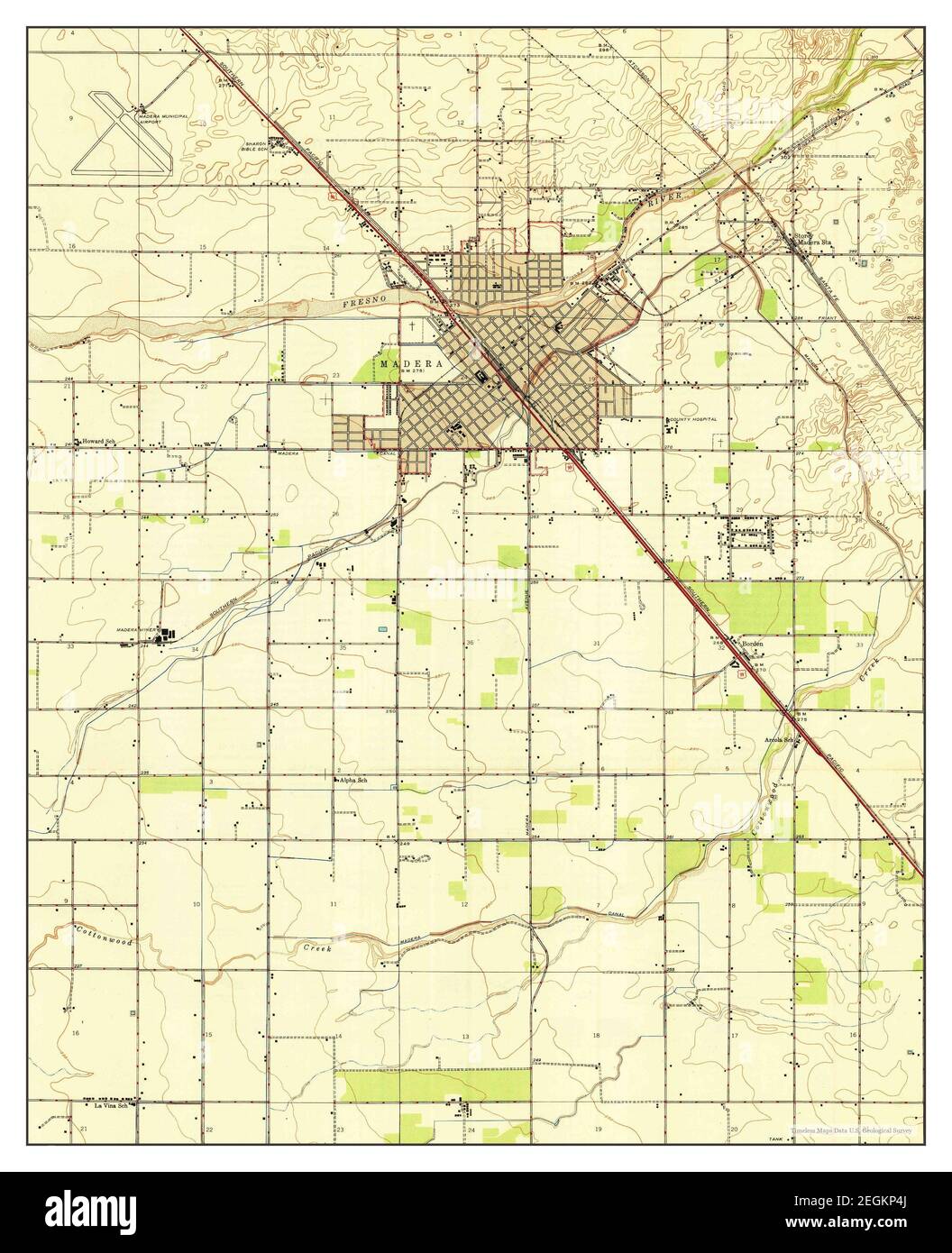 Madera, California, map 1947, 1:24000, United States of America by Timeless Maps, data U.S. Geological Survey Stock Photo