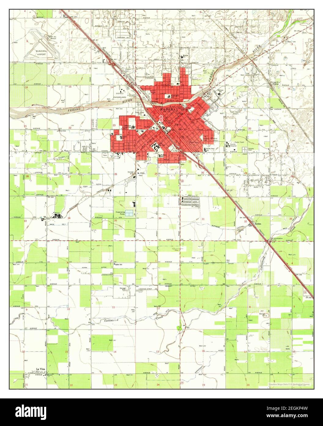 Madera, California, map 1963, 1:24000, United States of America by Timeless Maps, data U.S. Geological Survey Stock Photo