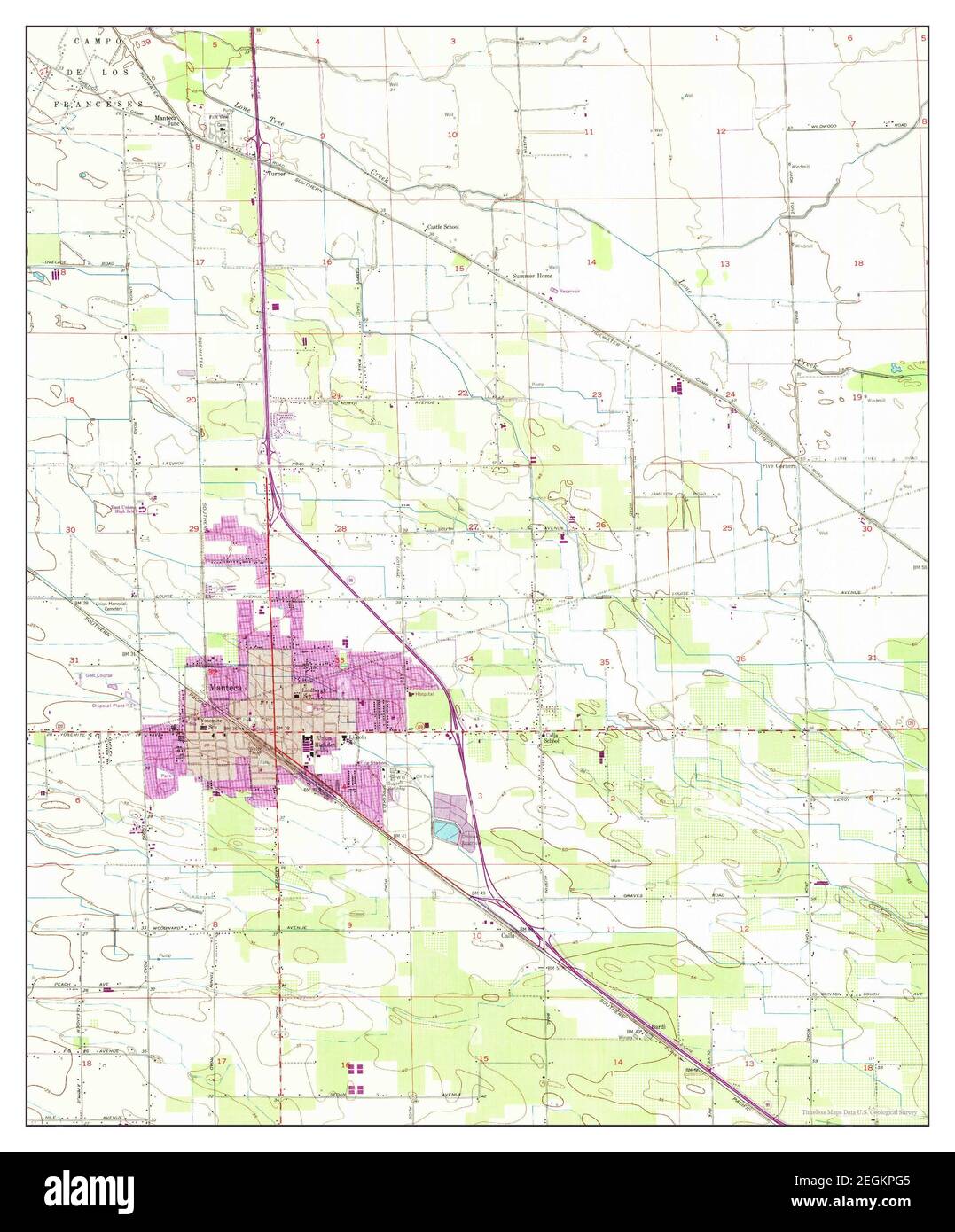 Manteca, California, map 1952, 124000, United States of America by