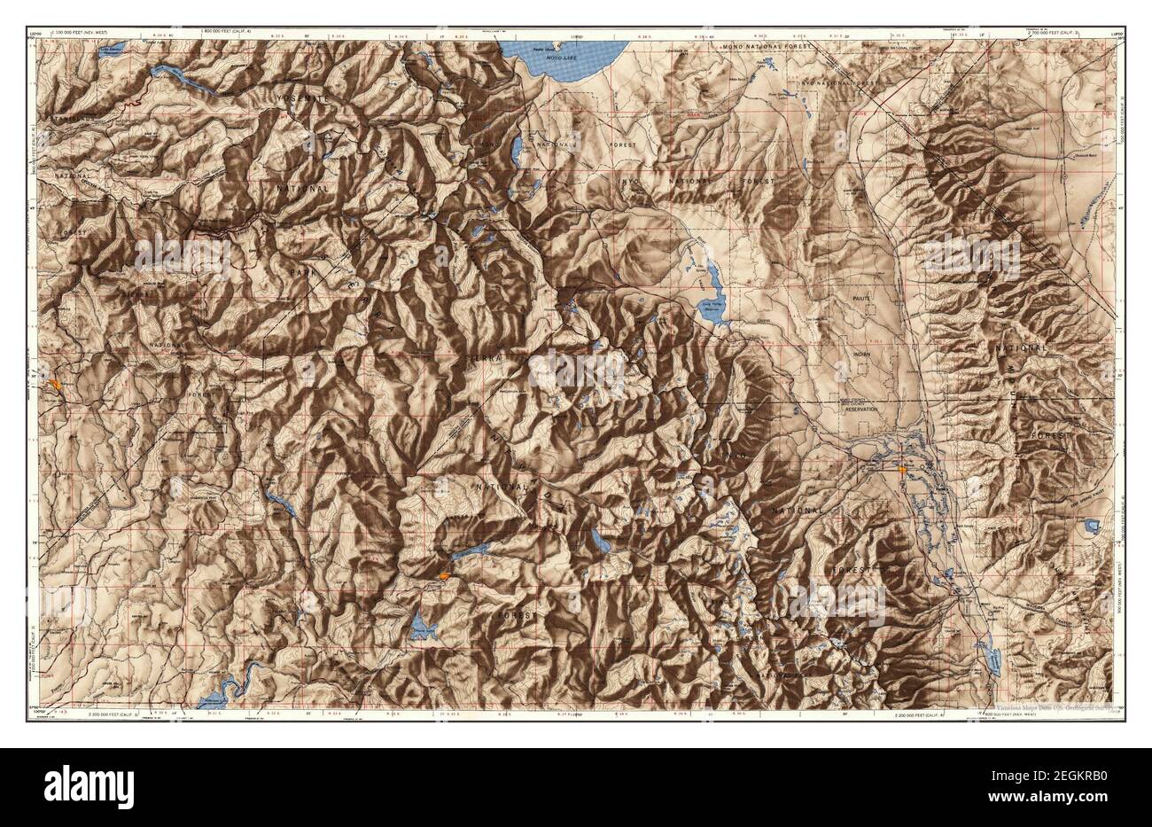 Mariposa, California, map 1947, 1:250000, United States of America by Timeless Maps, data U.S. Geological Survey Stock Photo