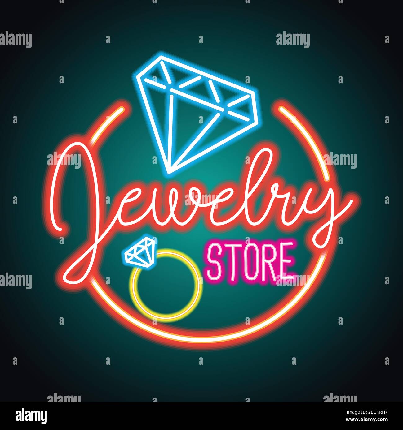 jewelry store neon sign for jewelry business plank. vector illustration