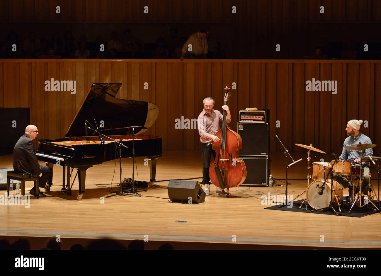 The Bad Plus: Ethan Iverson (piano), Reid Anderson (bass), Dave King (drums). Stock Photo