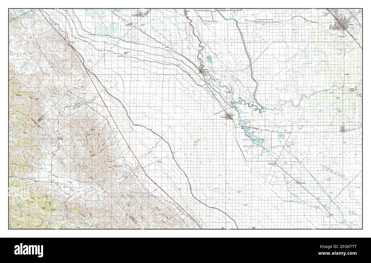 Mendota, California, map 1982, 1:100000, United States of America by Timeless Maps, data U.S. Geological Survey Stock Photo