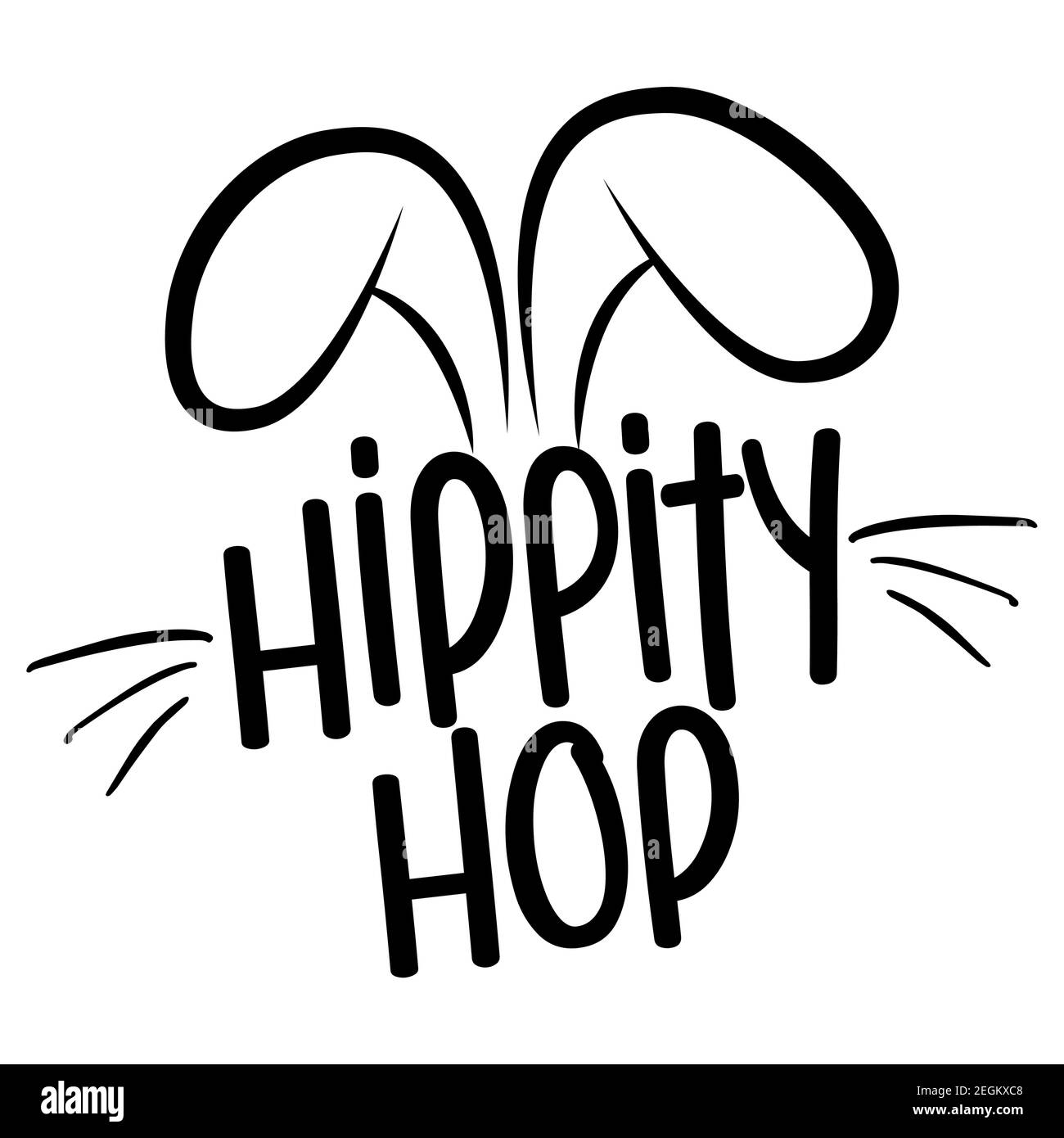 Hippity Hop - Cute bunny design, funny hand drawn doodle, cartoon Easter rabbit. Good for children's book, poster or t-shirt textile graphic design. V Stock Vector