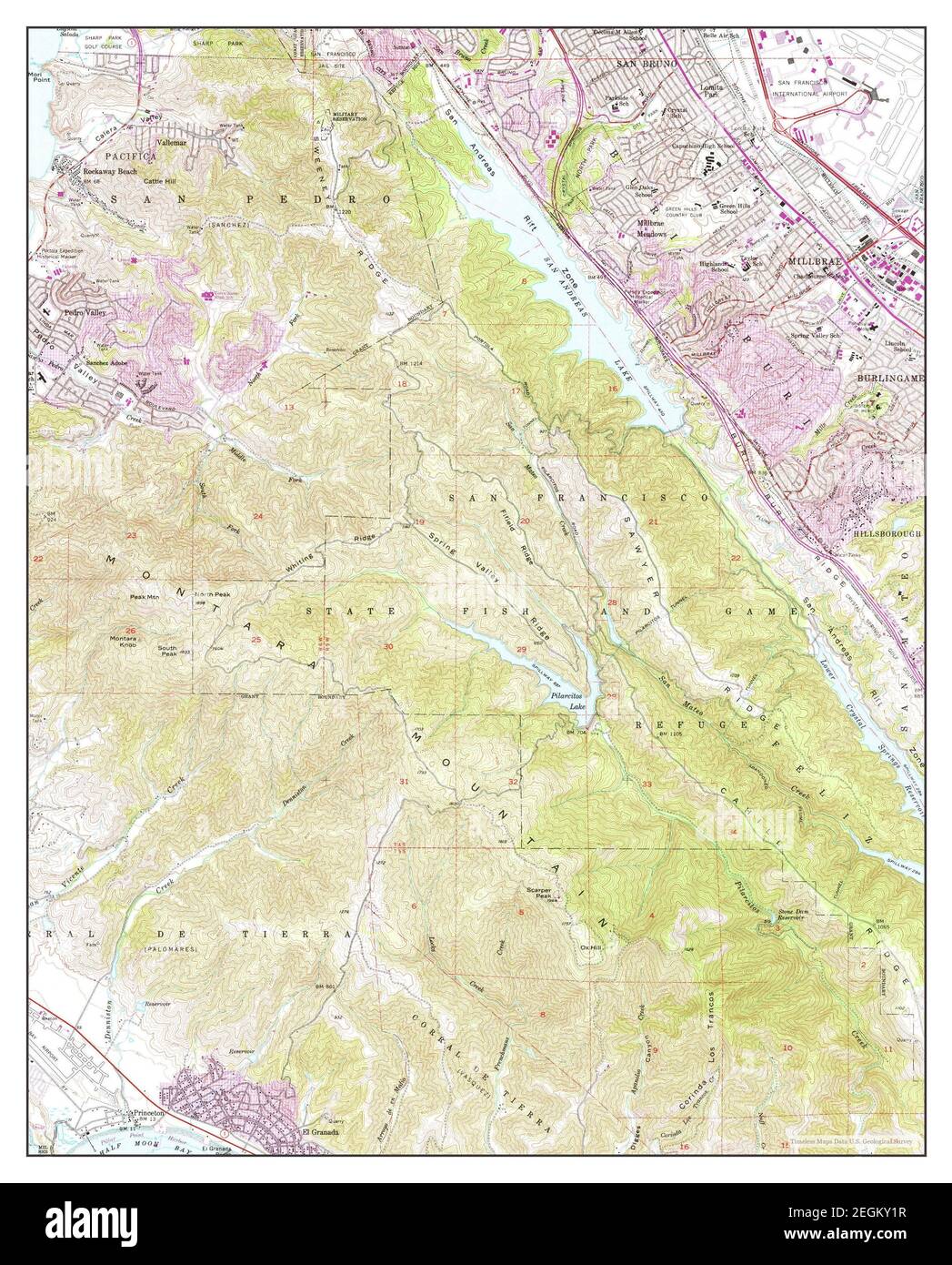 Montara Mountain, California, map 1956, 124000, United States of America by Timeless Maps, data