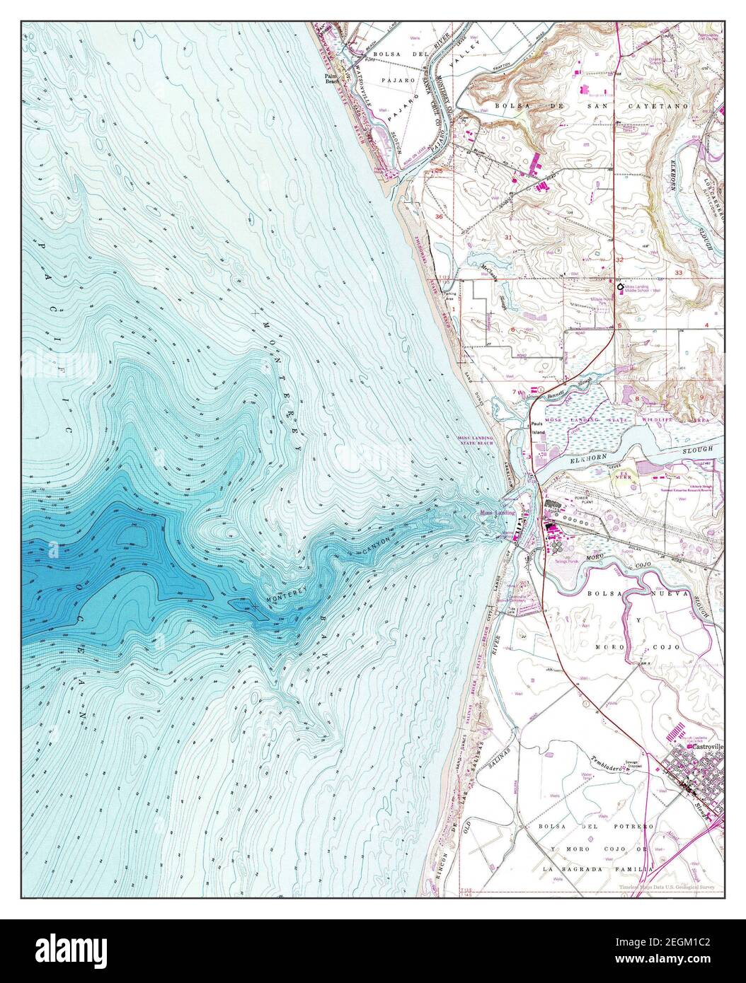 Moss Landing, California, map 1954, 124000, United States of America