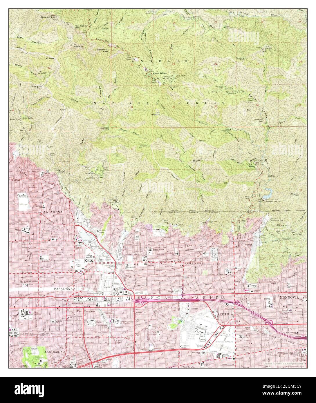 Mt Wilson, California, map 1966, 124000, United States of America by
