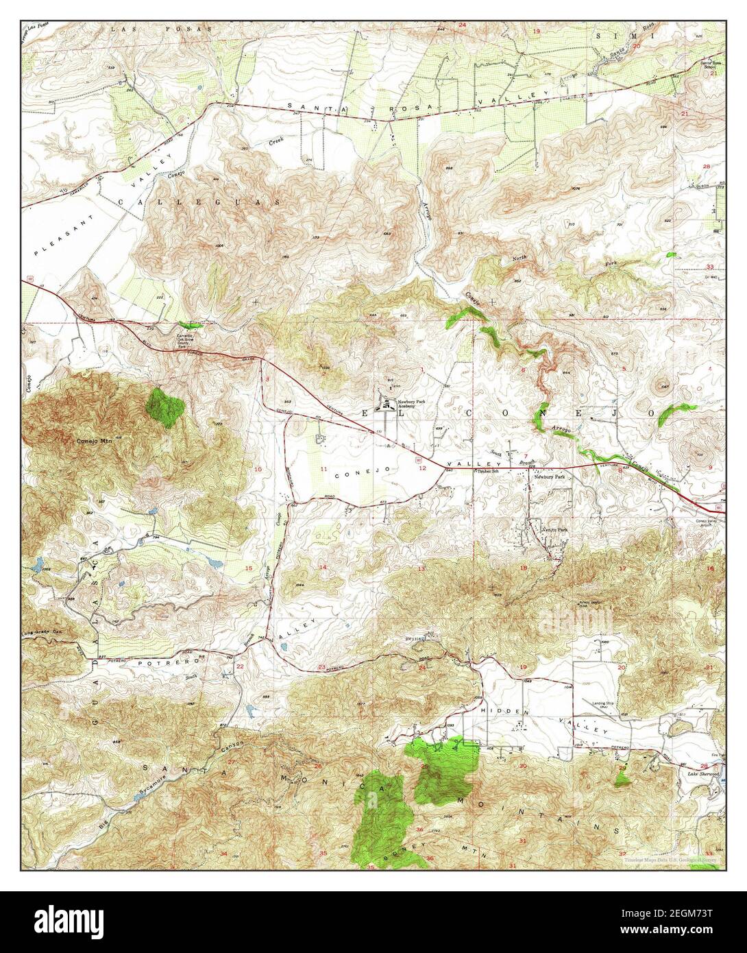 Newbury Park, California, map 1950, 124000, United States of America