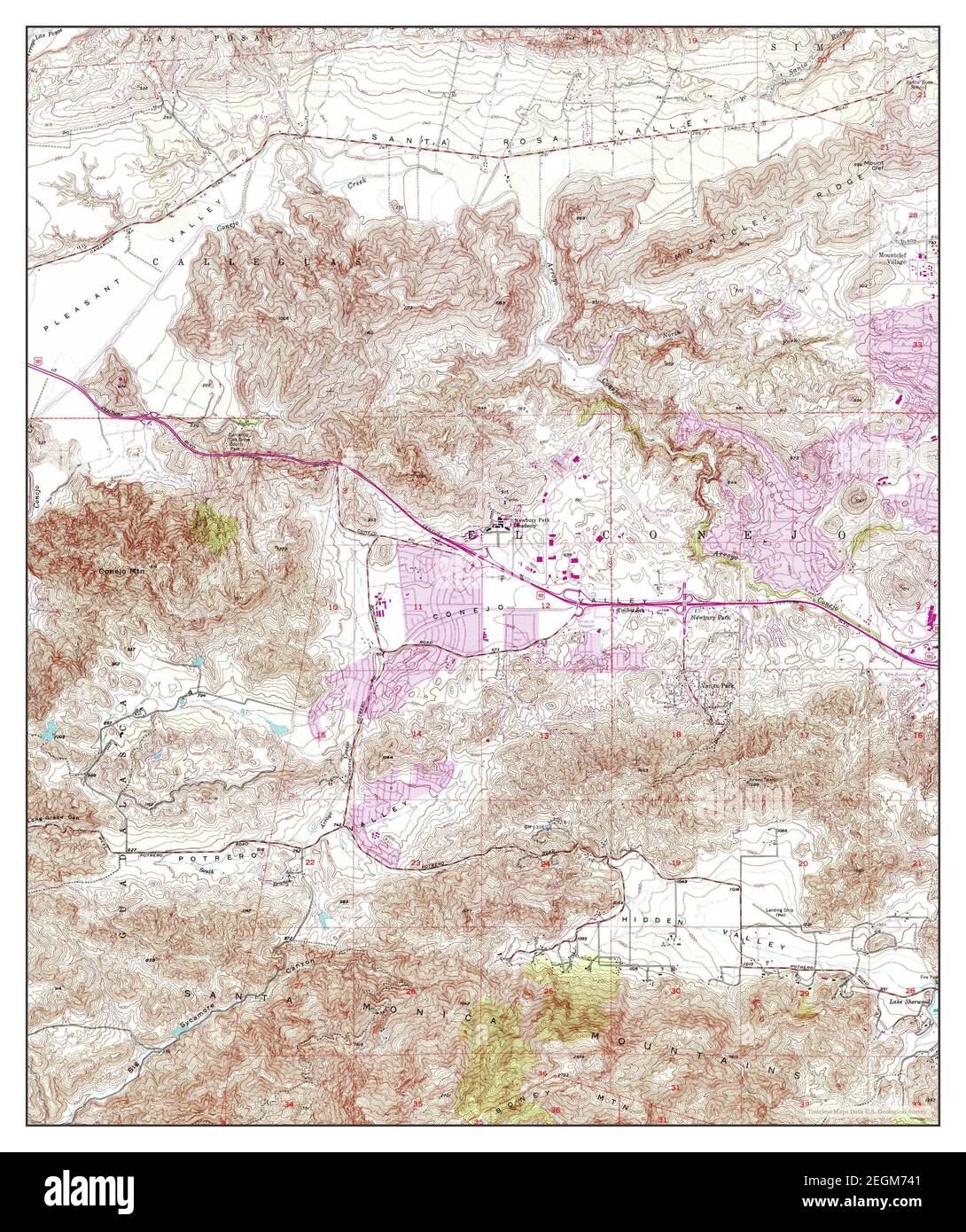 Newbury Park, California, map 1950, 124000, United States of America