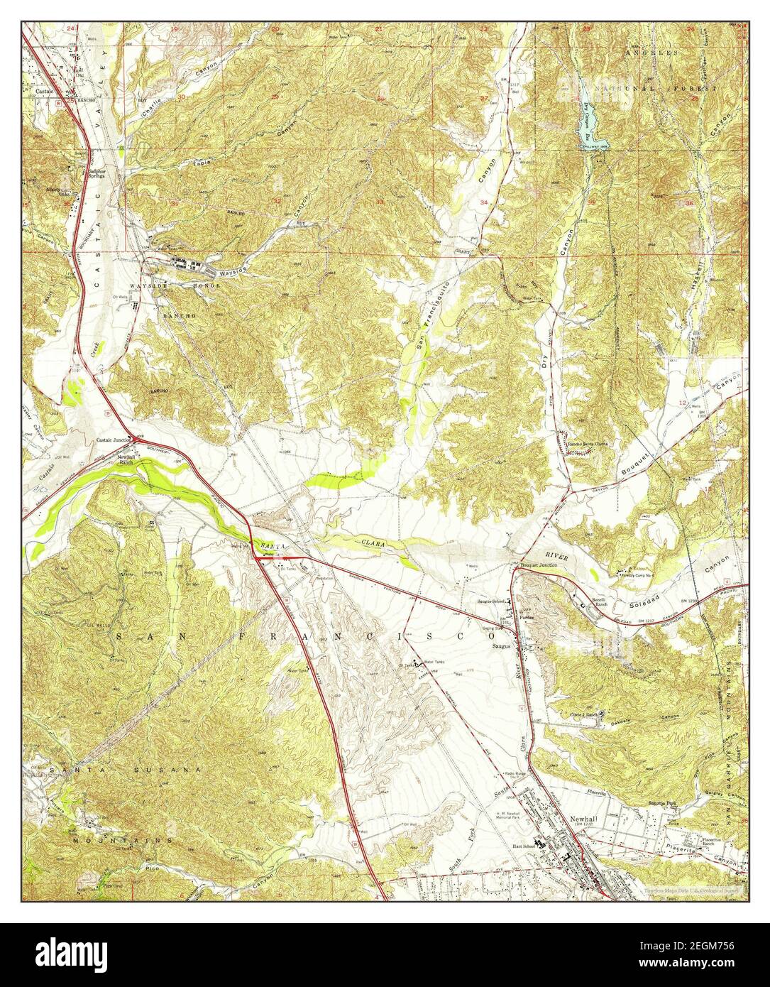 Newhall, California, map 1952, 124000, United States of America by