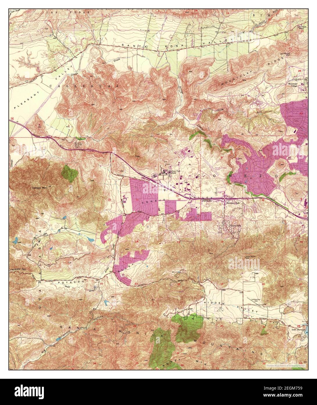 Newbury Park, California, map 1950, 124000, United States of America
