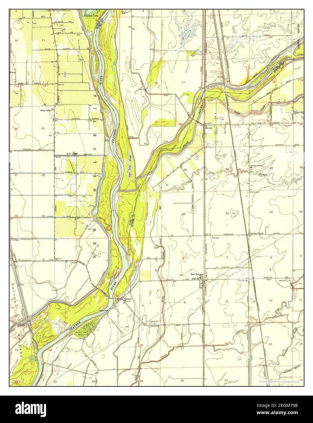 Nicolaus, California, map 1952, 124000, United States of America by