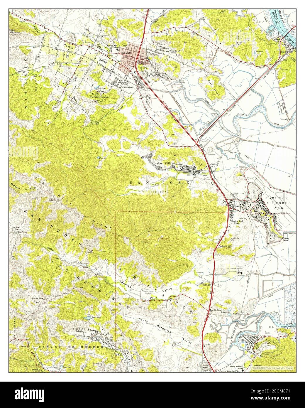 Novato, California, map 1954, 1:24000, United States of America by Timeless Maps, data U.S. Geological Survey Stock Photo